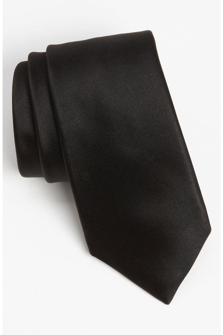 Woven Silk Tie, Main, color, BLACK
