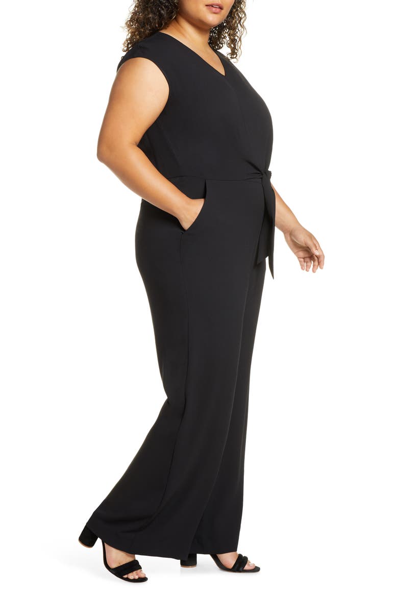 Tie Front Jumpsuit, Alternate, color, RICH BLACK
