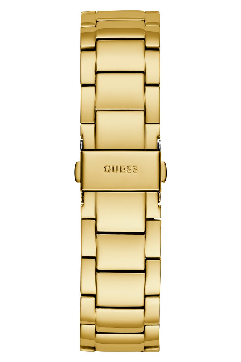 Multifunction Crystal Skeleton Curb Chain Bracelet Watch, 46mm, Alternate, color, GOLD/GOLD/GOLD