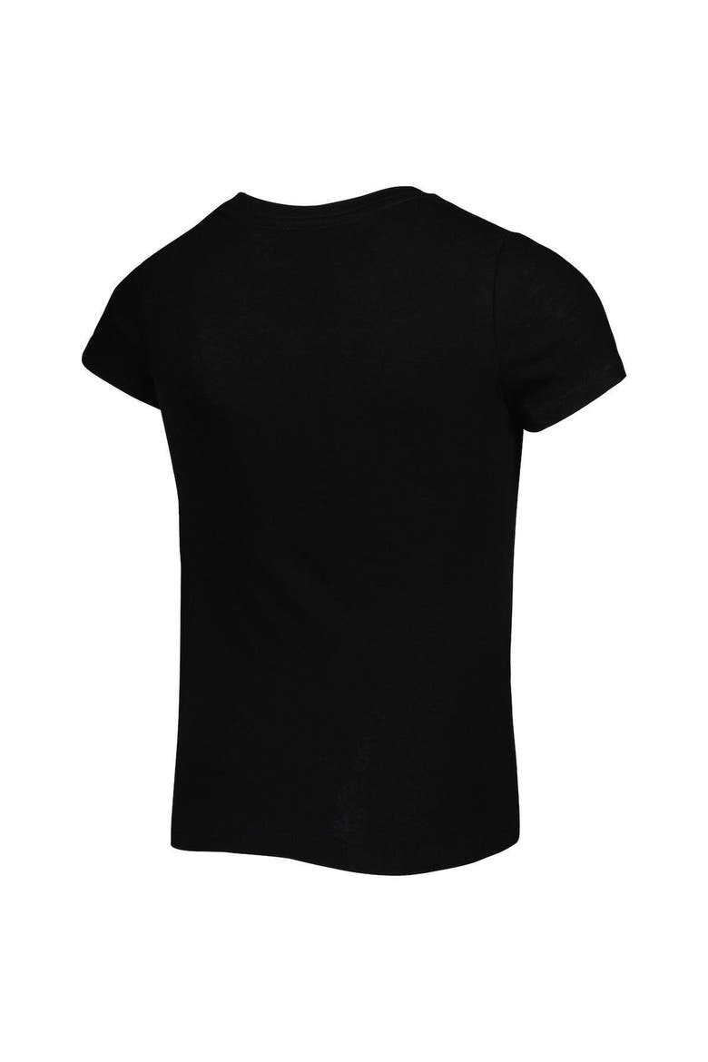 Girls Youth New Era Black Pittsburgh Steelers Reverse Sequin Wordmark V-Neck T-Shirt, Alternate, color, Black