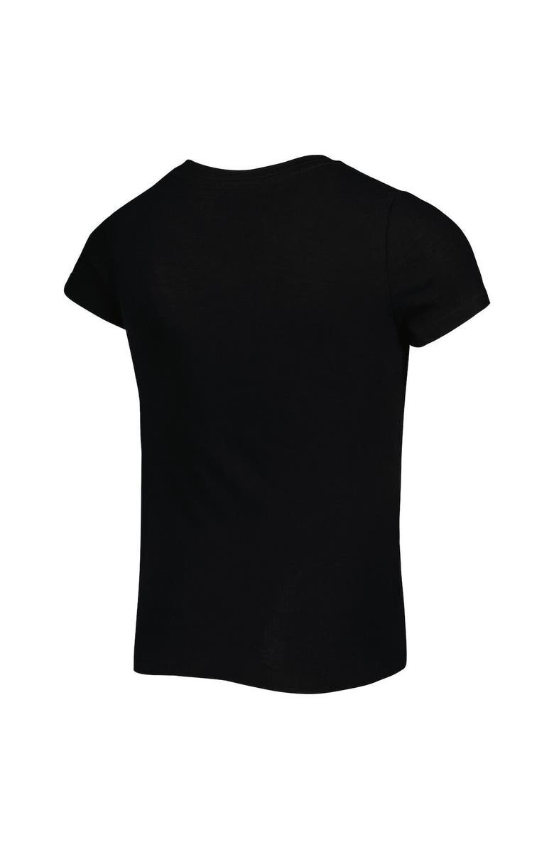 New Era Girls Youth New Era Black Pittsburgh Steelers Reverse Sequin Wordmark V-Neck T-Shirt, Alternate, color, 