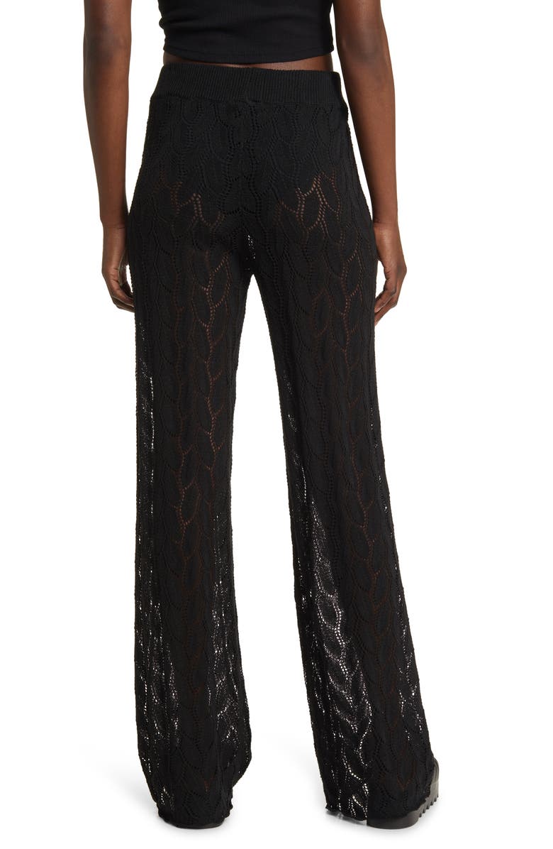 Topshop Flare Open Stitch Knit Pants, Alternate, color, 