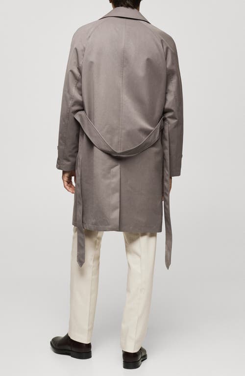 Mango Belted Trench Coat In Medium Brown