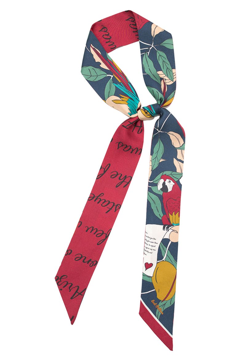 El Amor Skinny Silk Scarf, Main, color, RED