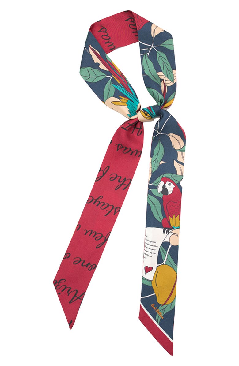 Lost Pattern El Amor Skinny Silk Scarf, Main, color, 