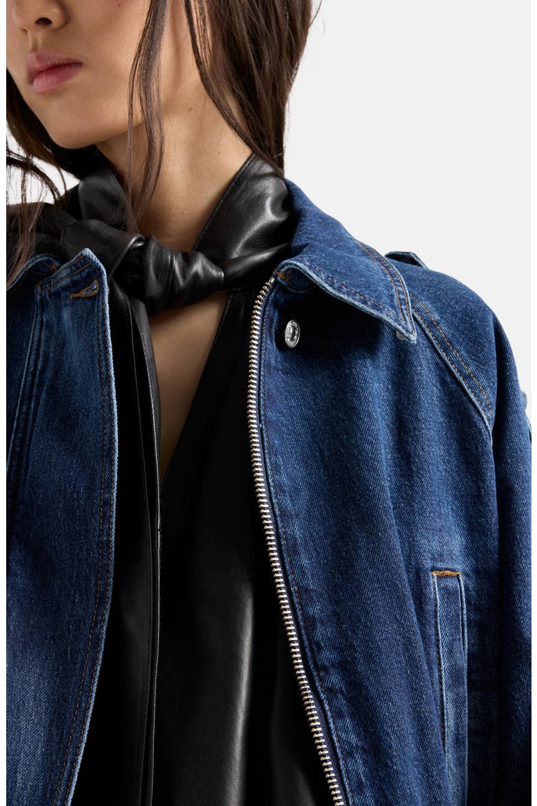 Aviator Cropped Denim Jacket, Alternate, color, RADAR