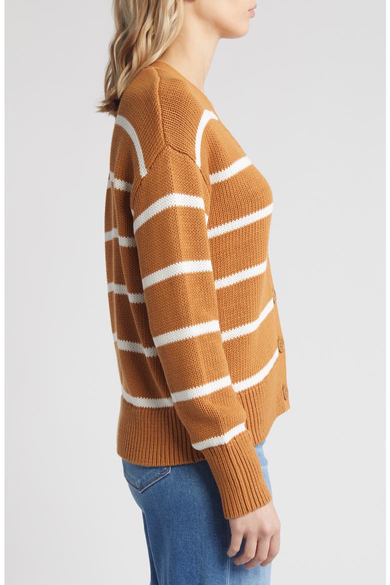 Pima Cotton Cardigan, Alternate, color, TAN SUGAR- IVORY CLOUD STRIPE