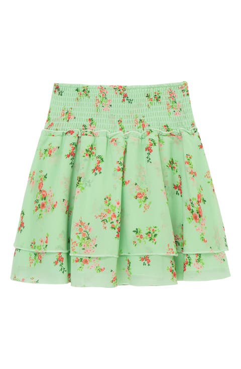 Kids' Pixie Floral Print Smocked Tiered Skirt (Toddler, Little Kid & Big Kid)