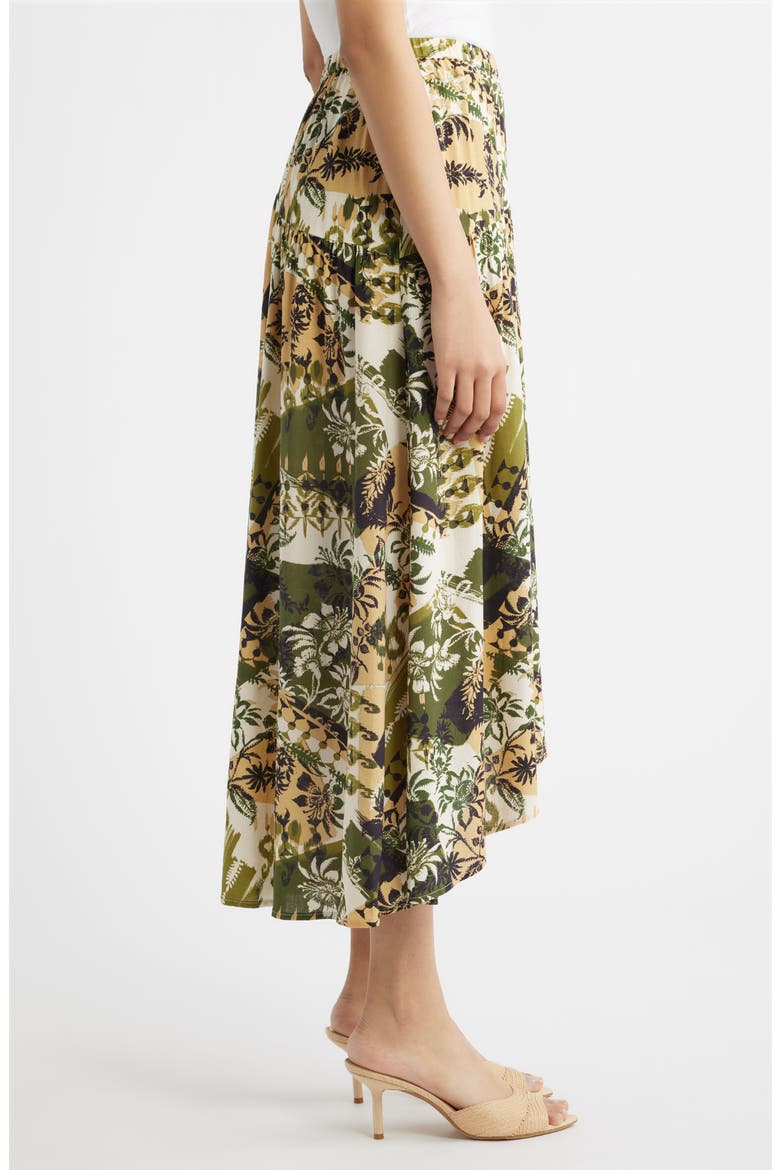 Faux Wrap Midi Skirt, Alternate, color, OLIVE MULTI