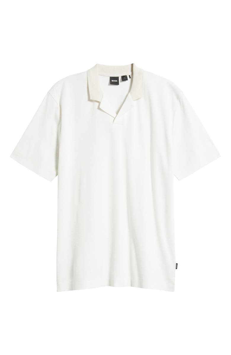 BOSS Pye Textured Johnny Collar Polo, Alternate, color, Open White