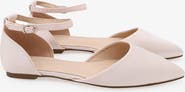 Kailee P Bella Satin Pointy Toe Flats with Ankle Strap