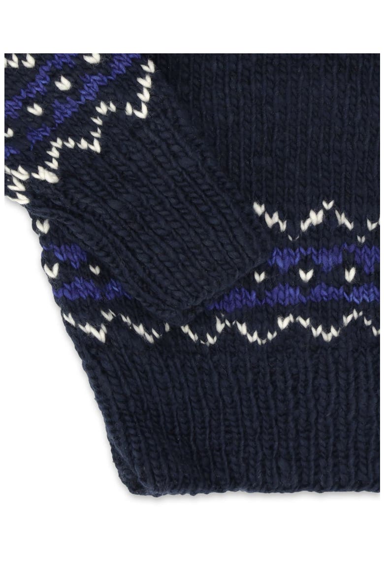 Navajo Pattern Merino Wool Cardigan, Alternate, color, Navy Blue