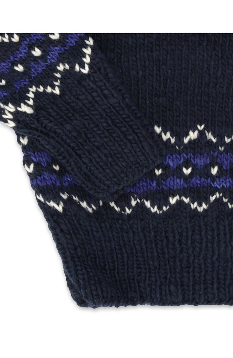 Fortela Navajo Pattern Merino Wool Cardigan, Alternate, color, Navy Blue