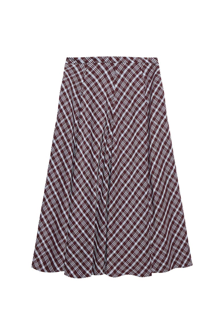 Checked Midi Skirt, Alternate, color, Brown
