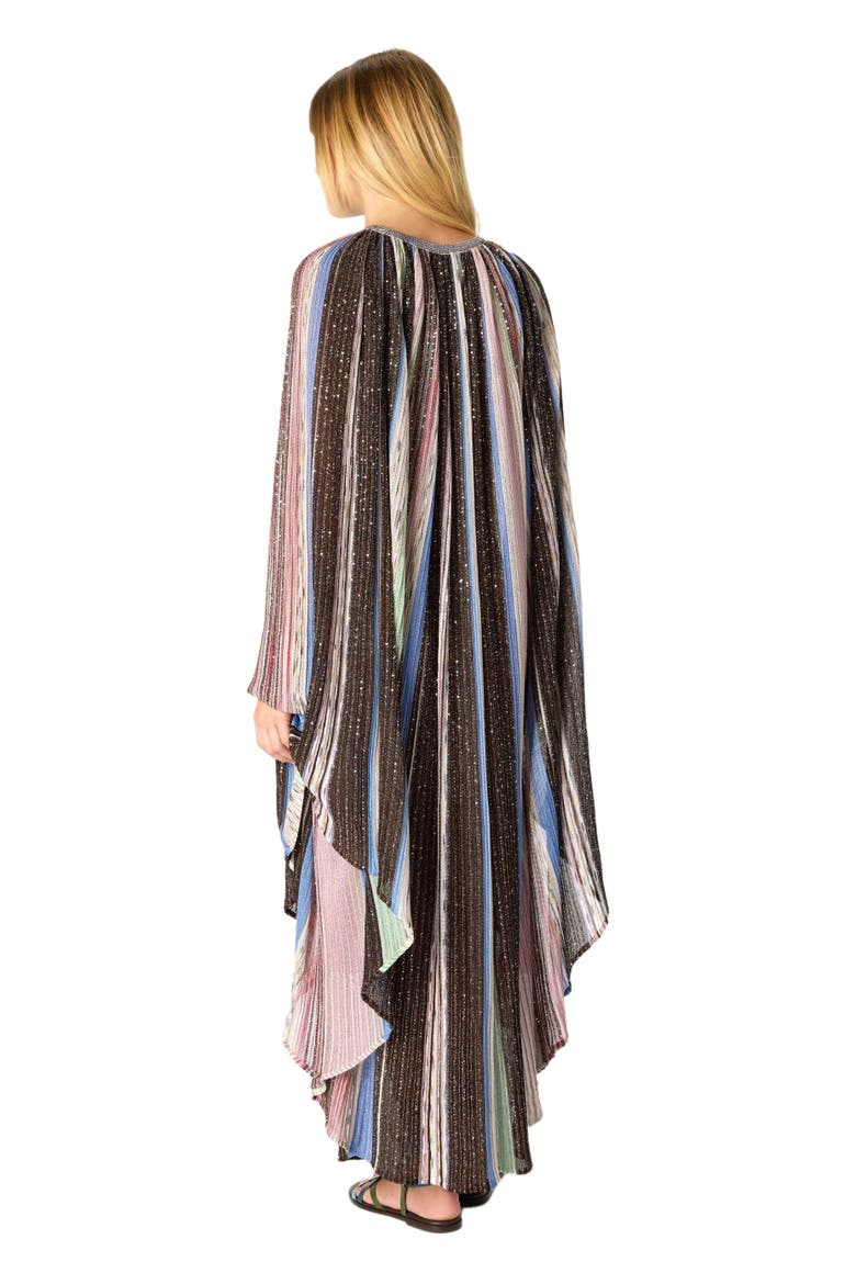 Long Cape-effect Caftan In Viscose Lamé Blend, Alternate, color, Multicoloured