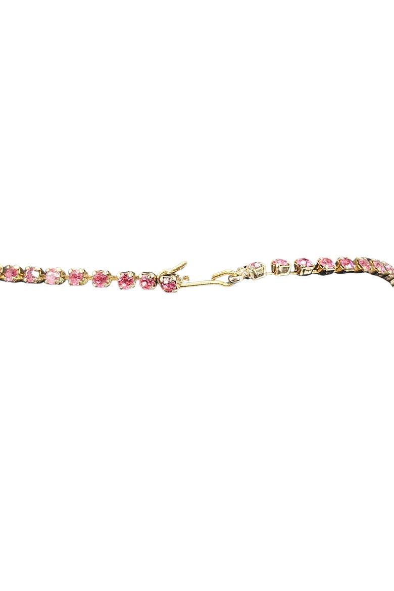 Vintage 1950s Pink GivrÃ© Rhinestone Choker, Alternate, color, Gold