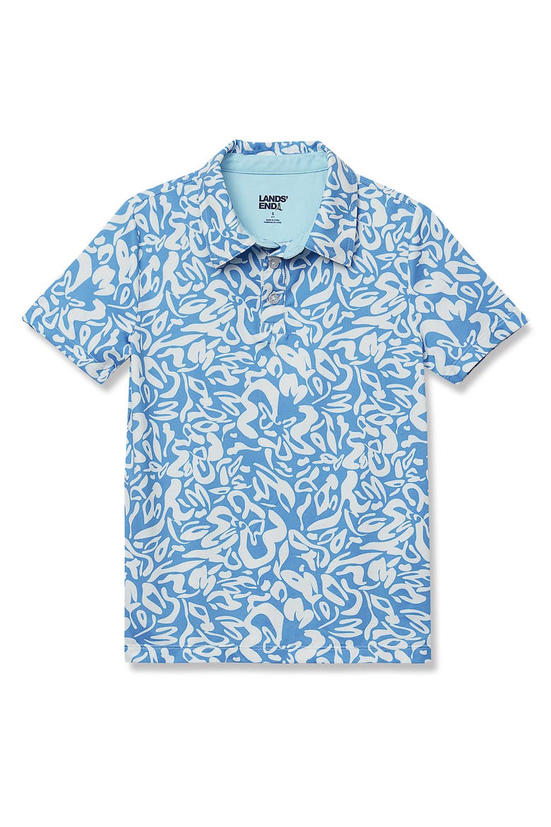 Boys Short Sleeve Performance Polo, Alternate, color, Blue Tropical Floral