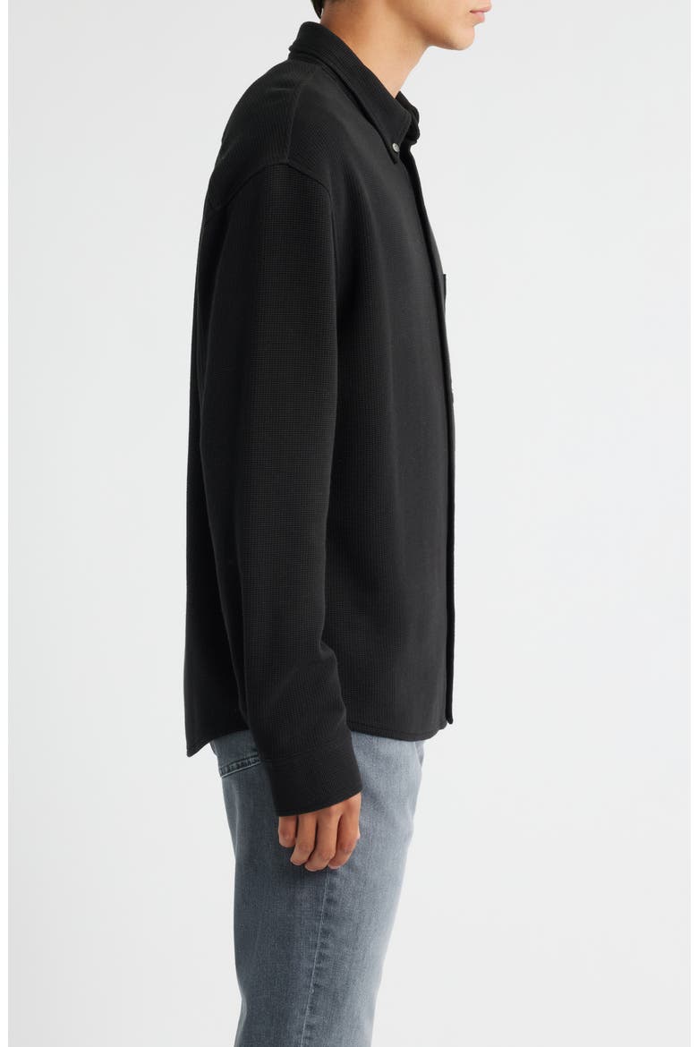 Waffle Textured Button-Up Shirt, Alternate, color, BLACK
