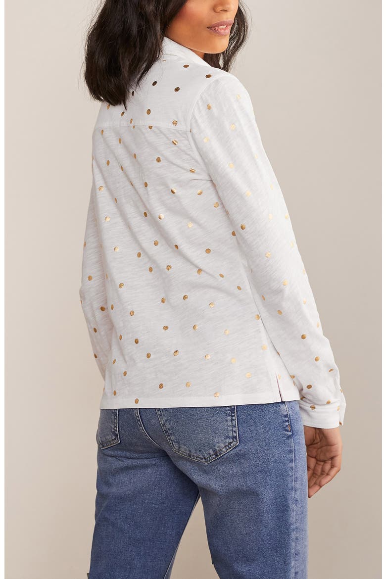 Authentic Metallic Dot Button-Up Shirt, Alternate, color, WHITE POLKA DOT