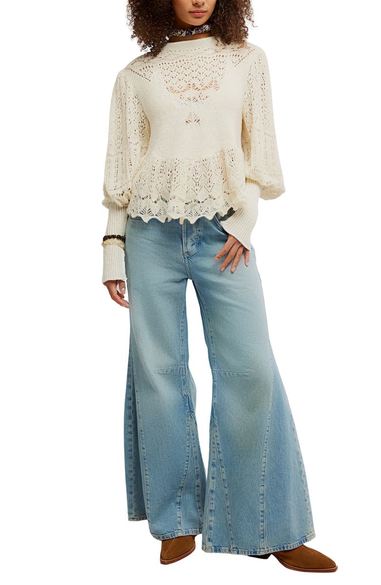 Free People Lucinda Semisheer Sweater, Alternate, color, Ivory