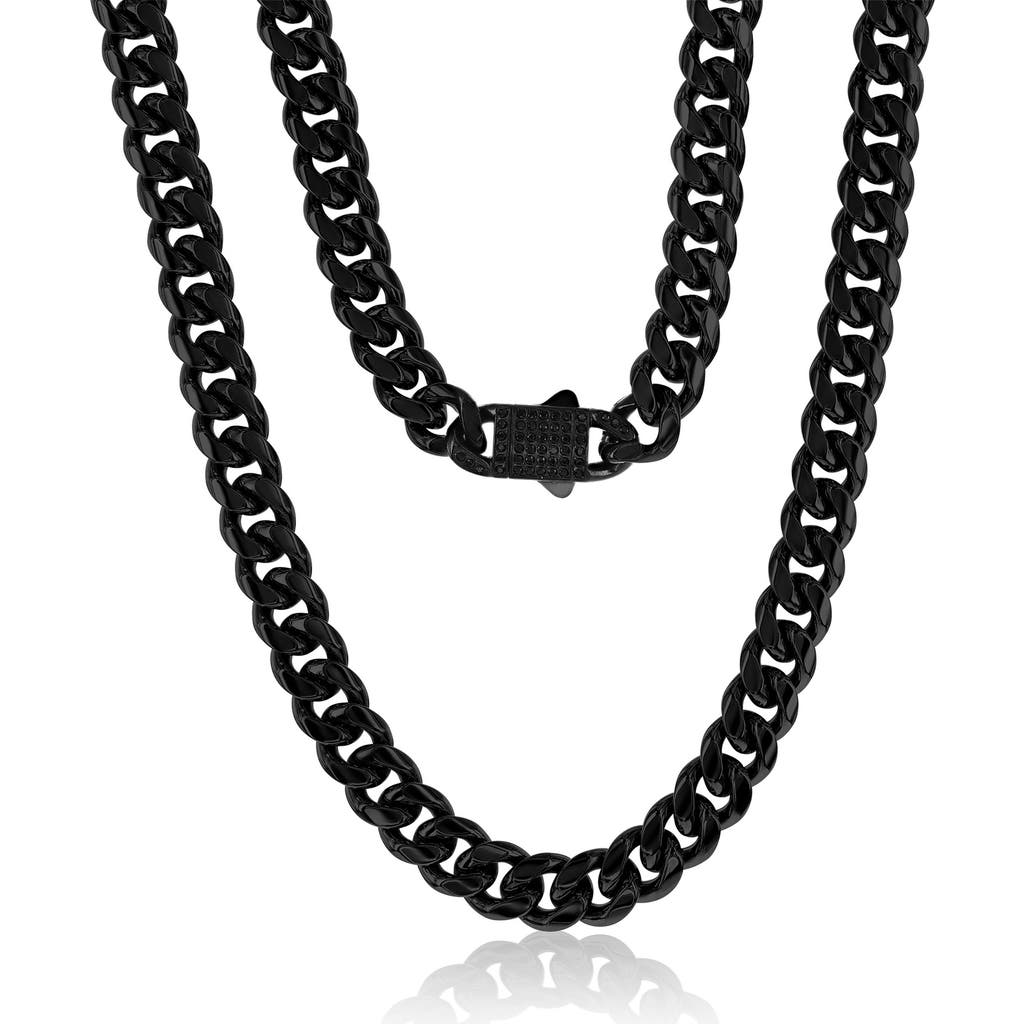 Blackjack Cubic Zirconia Lock Cuban Chain Necklace