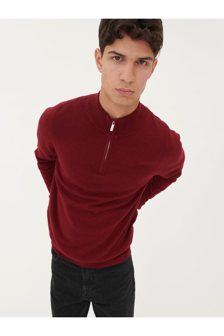 Timeless Half-Zip Cashmere Sweater, Alternate, color, bordeaux