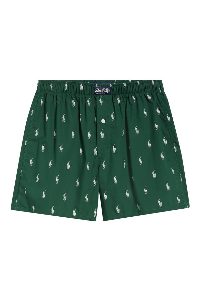 Woven Cotton Boxers, Main, color, COLLEGE GREEN/ NEVIS AOPP
