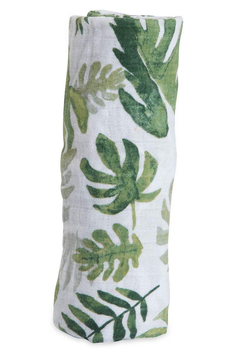 Cotton Muslin Swaddle Blanket, Main, color, TROPICAL LEAF