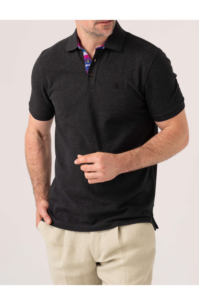 Koy Clothing Piqué Cotton Short Sleeve Polo Shirt, Main, color, Charcoal
