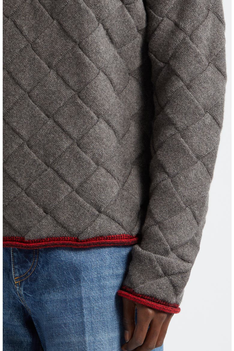 Intrecciato 3D Knit Wool Blend Crewneck Sweater, Alternate, color, GREY MELANGE