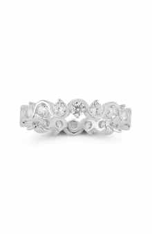 GLAZE JEWELRY Eternity Round Cut Cubic Zirconia Band Ring