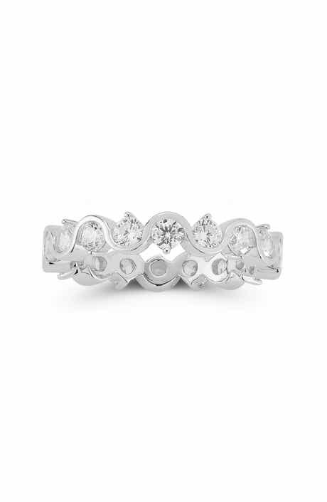 GLAZE JEWELRY Eternity Round Cut Cubic Zirconia Band Ring