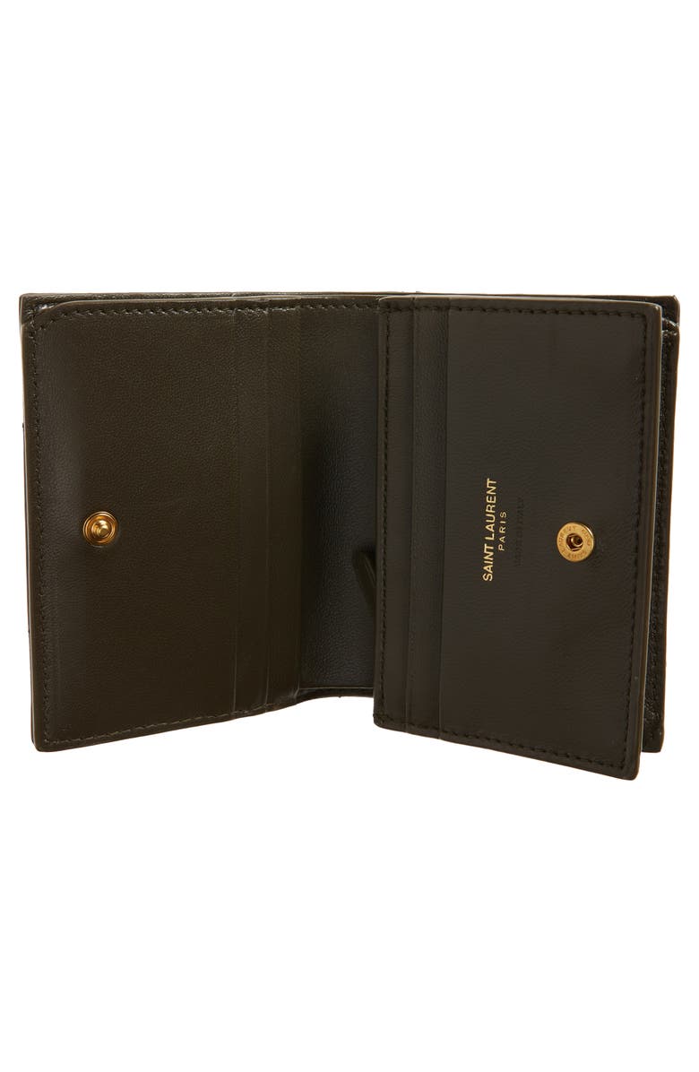 Saint Laurent Matelassé Leather Card Case, Alternate, color, Light Musk