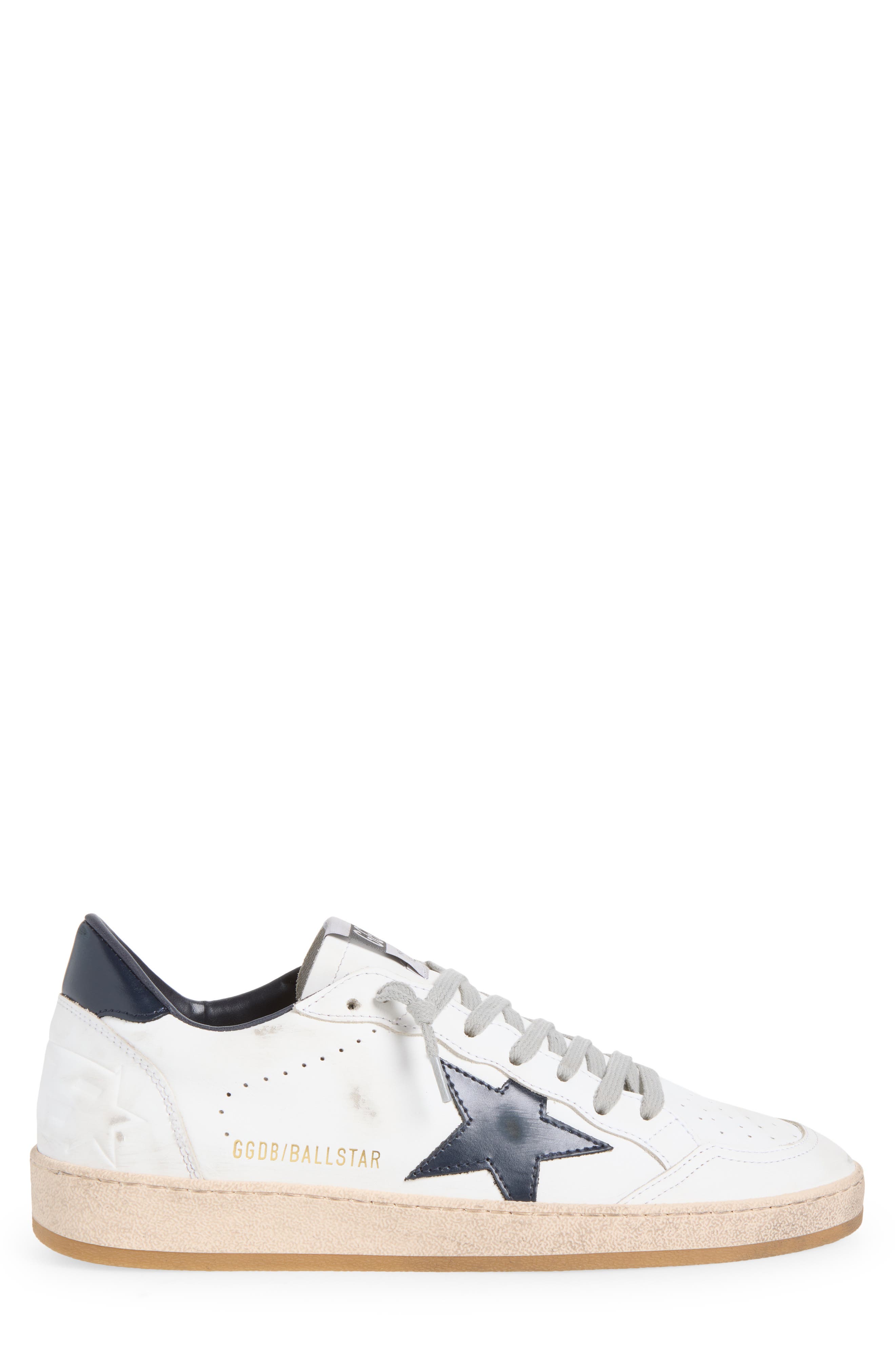 Ball Star Leather Sneaker, Alternate, color, WHITE/ DARK BLUE