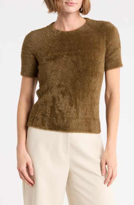 Short Sleeve Eyelash Sweater