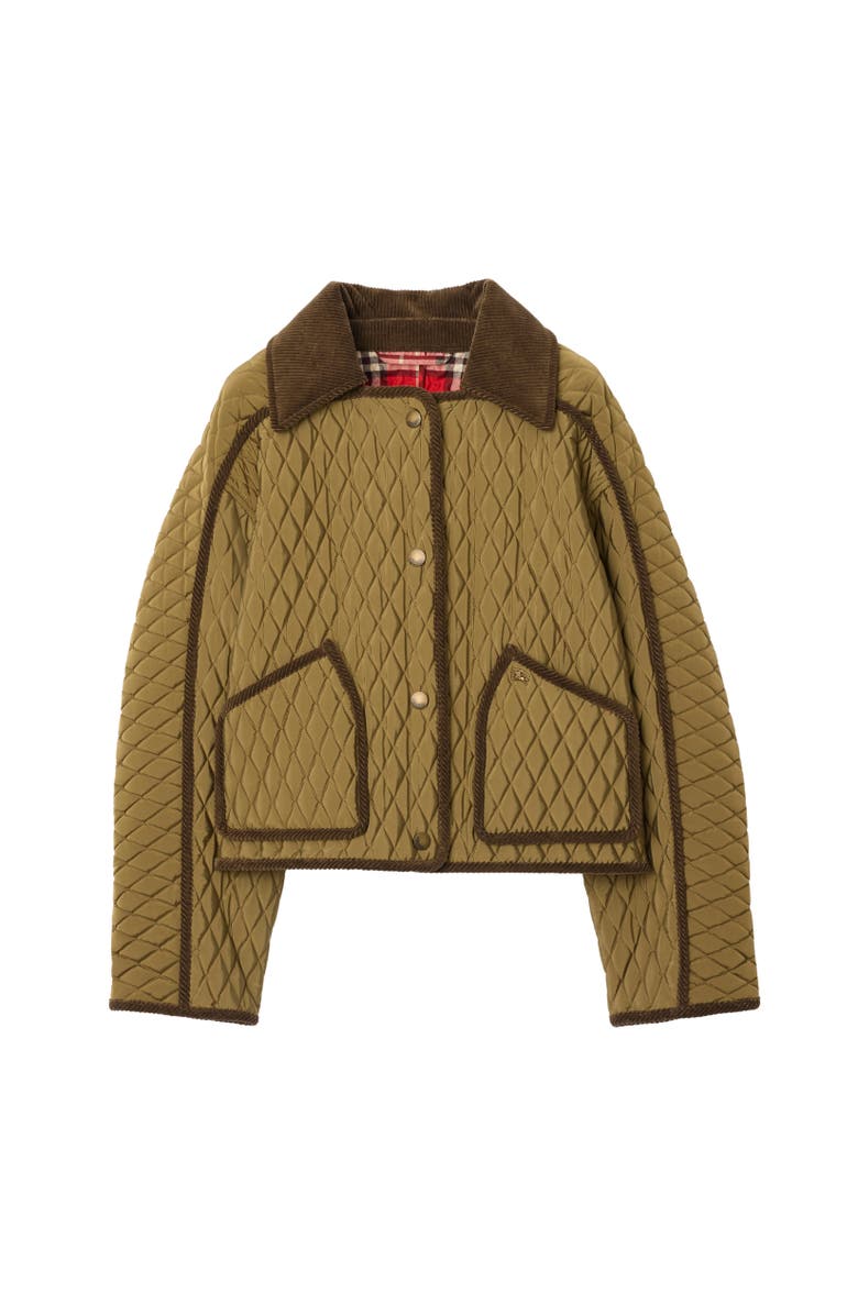 Burberry Cropped Quilted Nylon Floriston Jacket, Alternate, color, Willow Brown