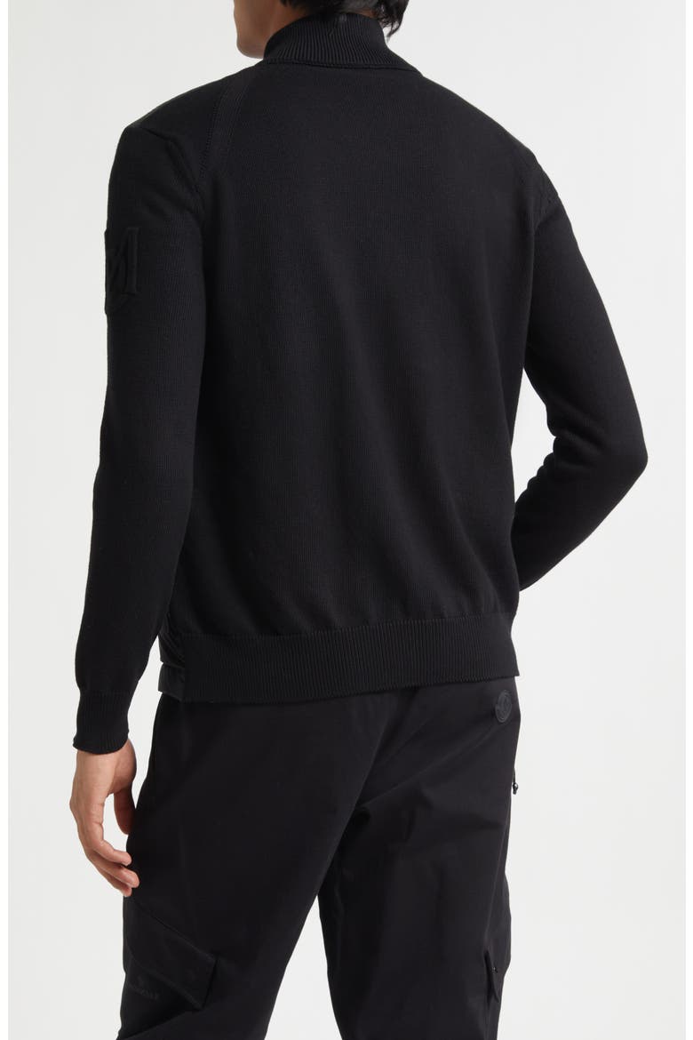 Padded Mixed Media Zip Cardigan, Alternate, color, BLACK