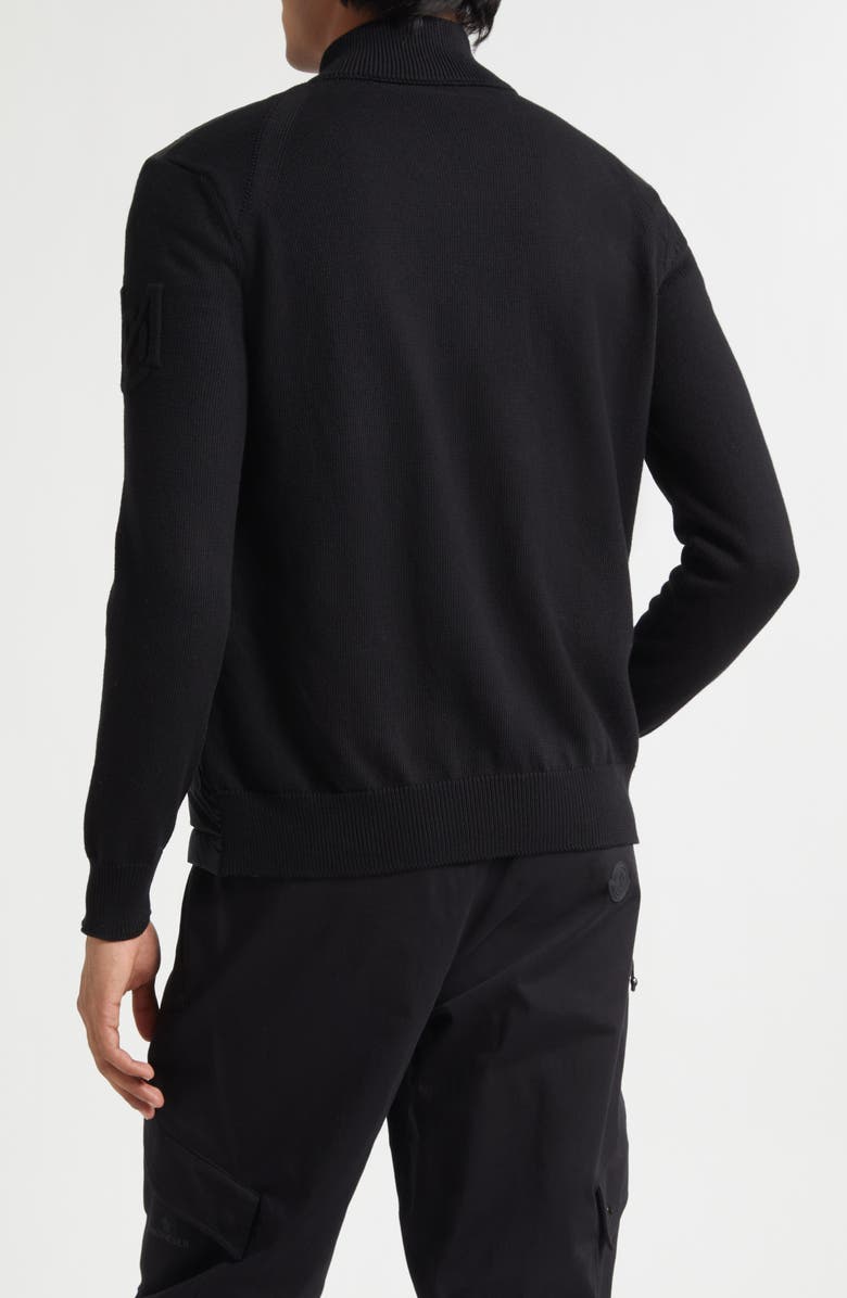 Moncler Padded Mixed Media Zip Cardigan, Alternate, color, Black