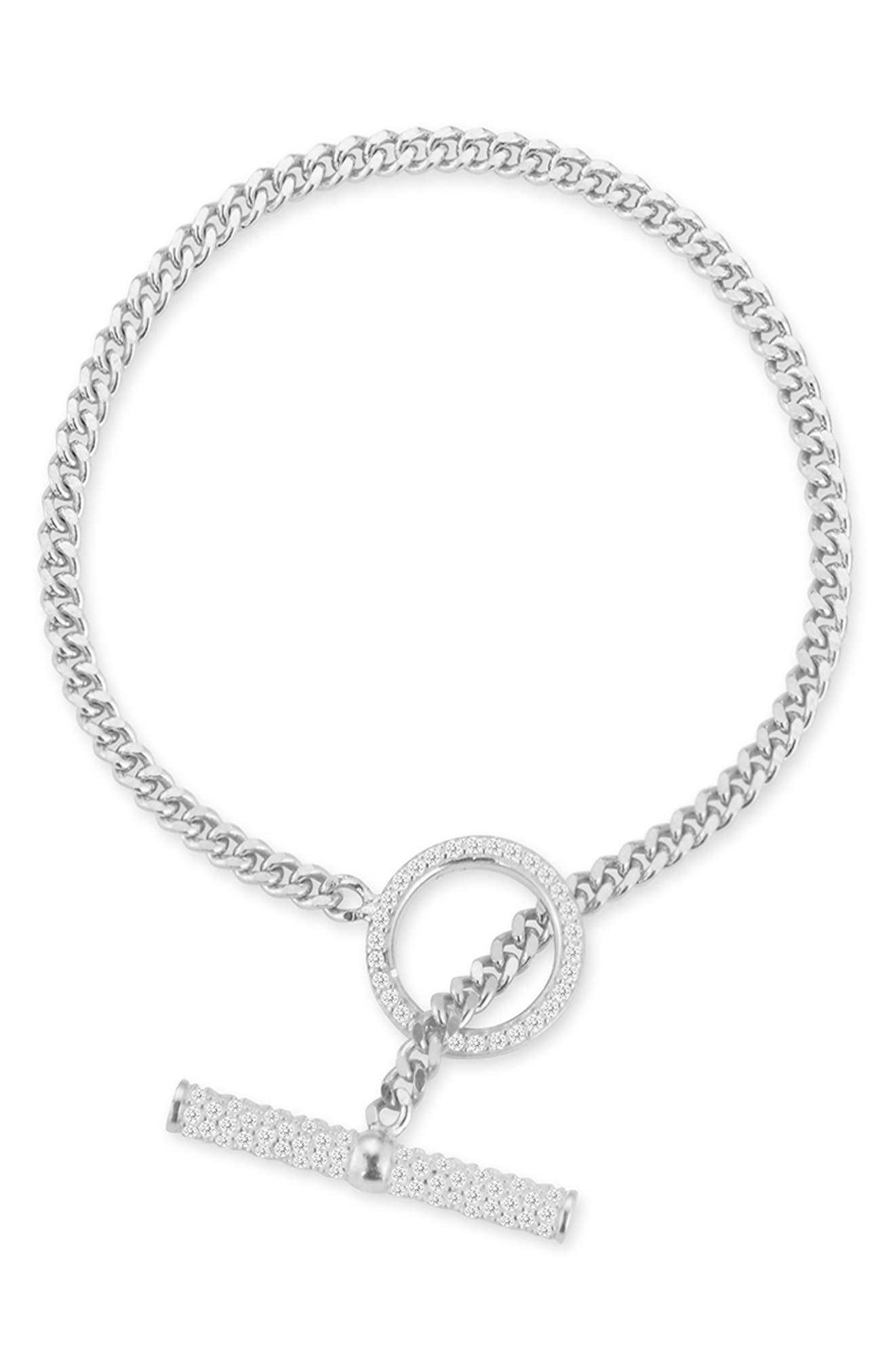 Cubic Zirconia Toggle Curb Chain Bracelet
