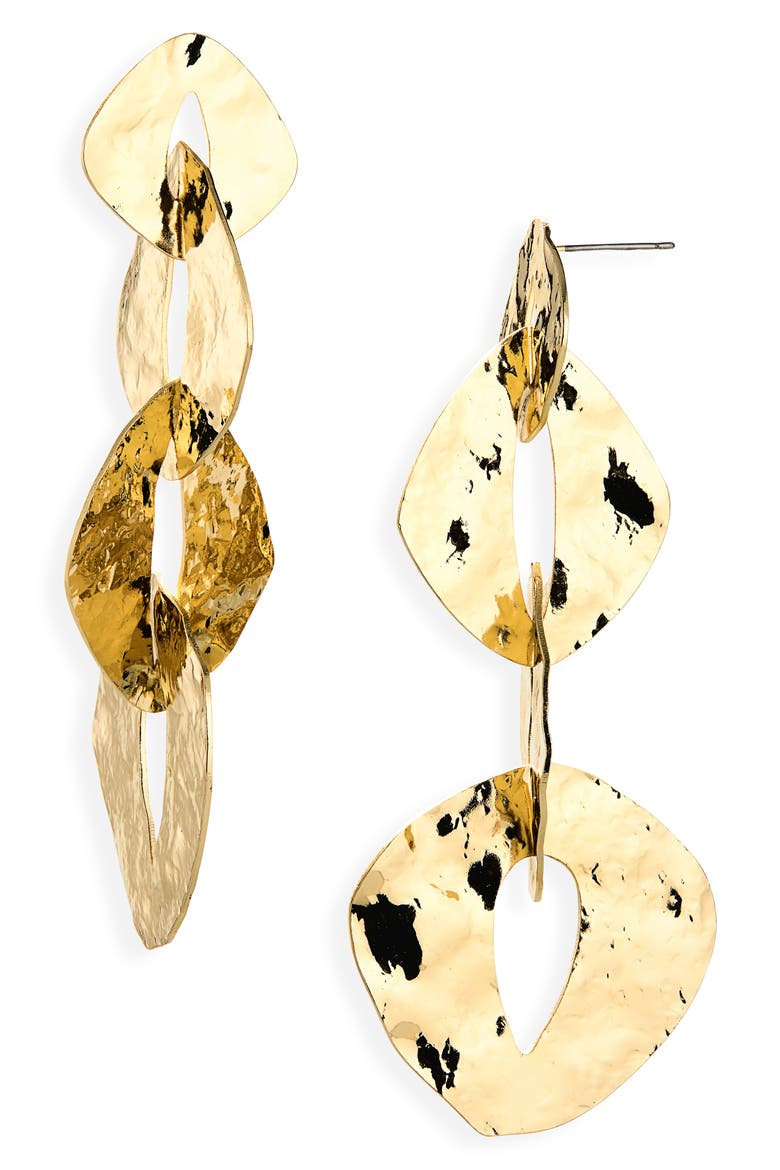 Hammered Link Linear Earrings, Alternate, color, GOLD