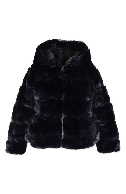 Faux Fur Hooded Zip Front Cozy Jacket