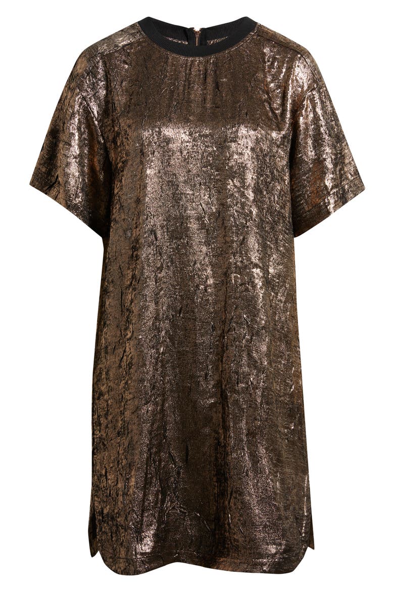 Foil Print T-Shirt Dress, Alternate, color, CHAMPAGNE