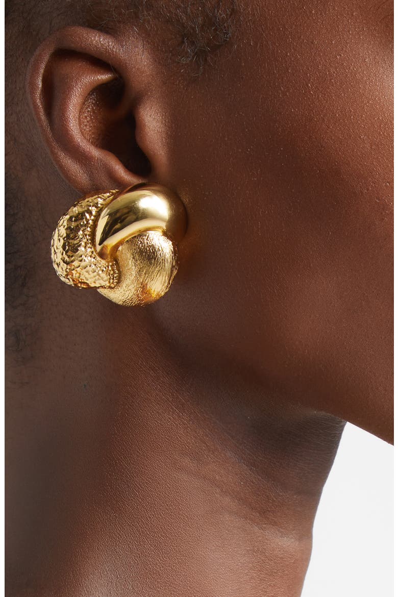 Textured Knot Earrings, Alternate, color, GOLD