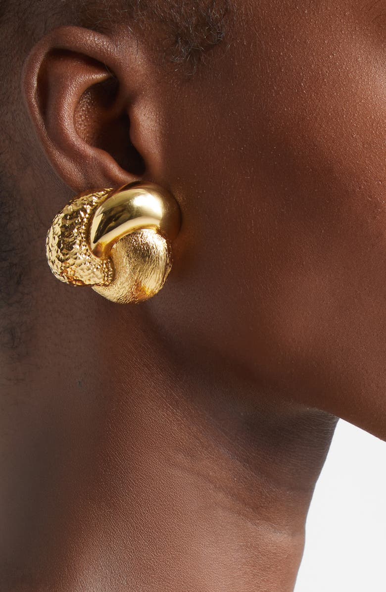 Carolina Herrera Textured Knot Earrings, Alternate, color, Gold
