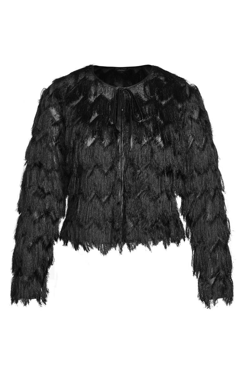 City Chic Spring Fling Chevron Fringe Crop Jacket, Alternate, color,