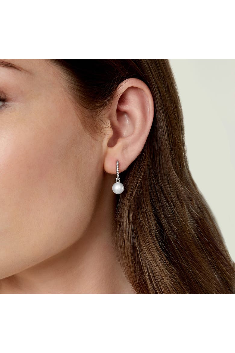 White South Sea Pearl Hoop Via Earrings, Alternate, color, White Gold