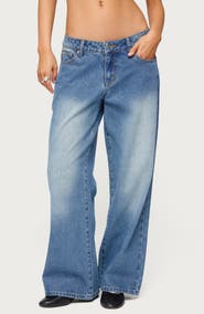 EDIKTED Magda Acid Wash Low Rise Wide Leg Jeans