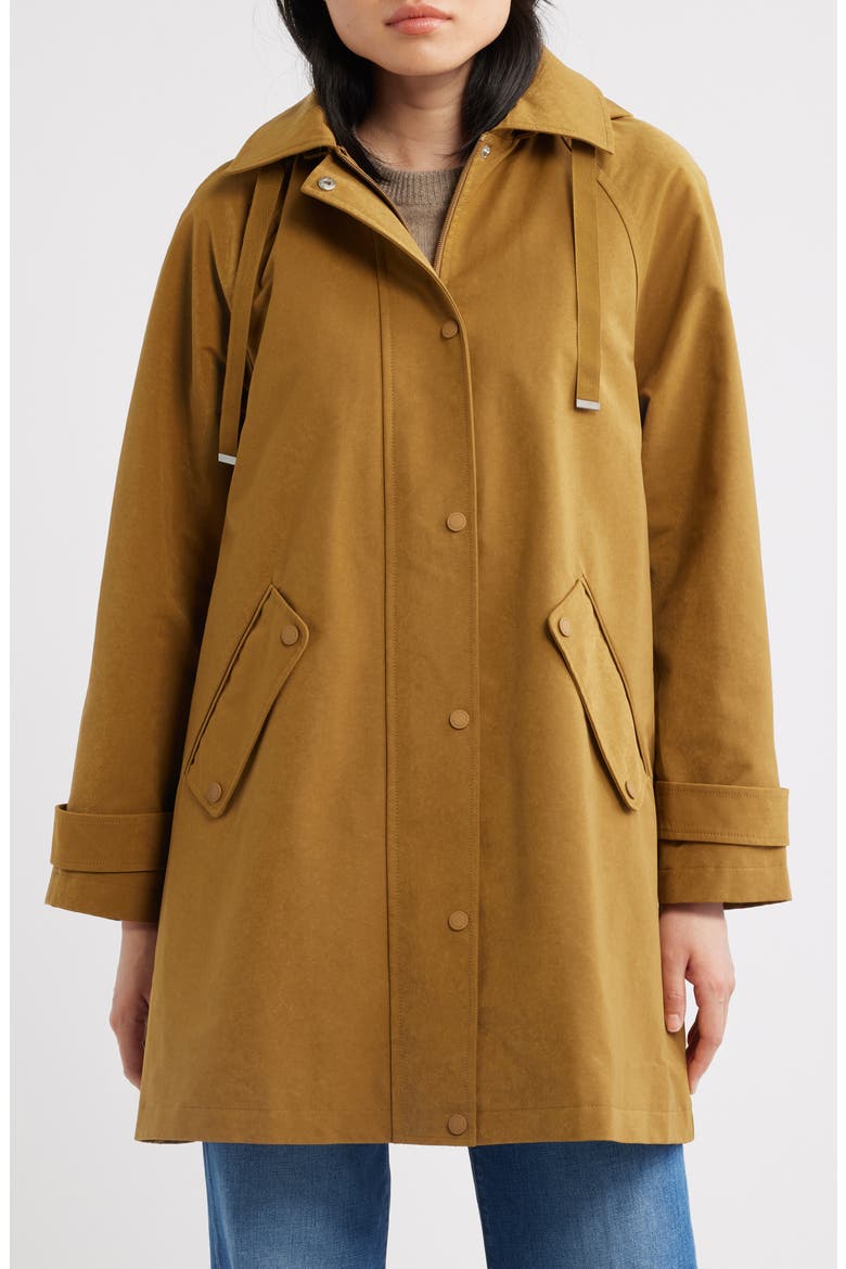 Flared Hooded Raincoat, Alternate, color, TAN