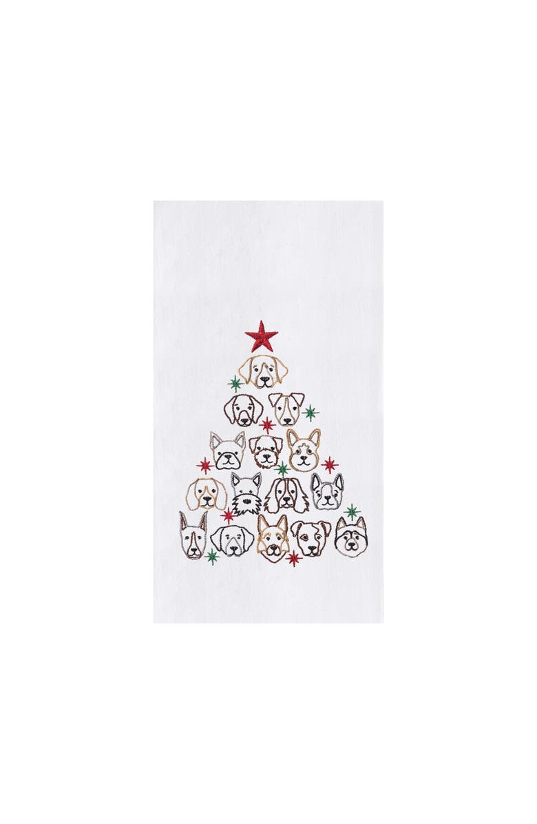 C&F Home Dog Faces Christmas Tree 100% Cotton Flour Sack Dishtowel, Main, color, White