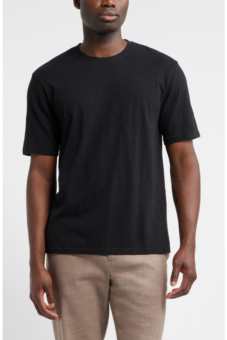 Slub Cotton Crewneck T-Shirt, Main, color, BLACK